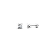 10k White Gold Over Silver 1 Ct Princess White Sapphire Stud Earrings