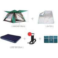 1-1 Party-Campingzelt, Aufblasbares Bett fuer 3 Personen + Feuchtigkeitsauflage Picknick im Freien Bergsteigen Reiten Abenteuer Pop Up Zelt