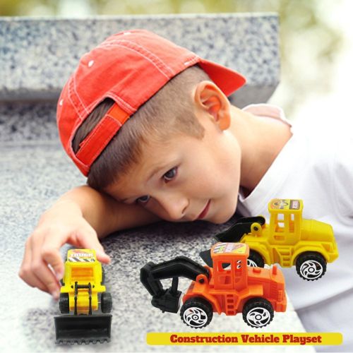  12 Pack Construction Vehicles Pull Back Style -Play Vehicles - Push and Play Engineering Trucks - Assorted Construction Designs