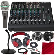 Photo Savings Mackie 1202VLZ4 12-Channel Compact Mixer and Accessory Bundle w Closed-Back Headphones, 6X Cables, and Fibertique Cloth
