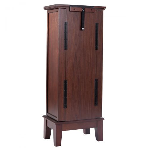  12 Love+Grace Costway Wood Jewelry Cabinet Armoire Box Storage Chest Stand Organizer Necklace, Brown