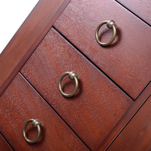  12 Love+Grace Costway Wood Jewelry Cabinet Armoire Box Storage Chest Stand Organizer Necklace, Brown