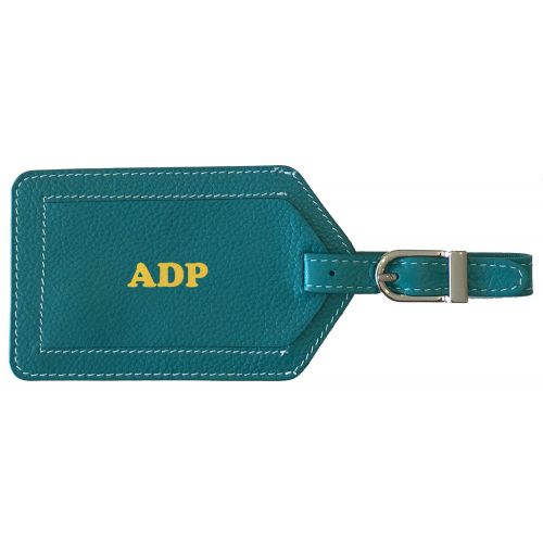  123 Cheap Checks Personalized Monogrammed Teal Leather RFID Passport Wallet and 2 Luggage Tags