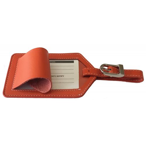  123 Cheap Checks Personalized Monogrammed Orange Leather RFID Passport Wallet and 2 Luggage Tags