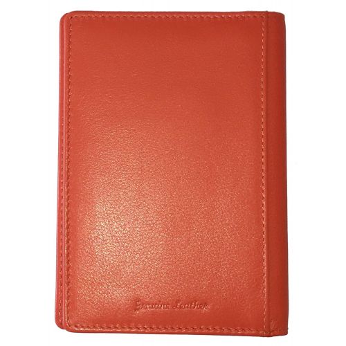  123 Cheap Checks Personalized Monogrammed Orange Leather RFID Passport Wallet and 2 Luggage Tags