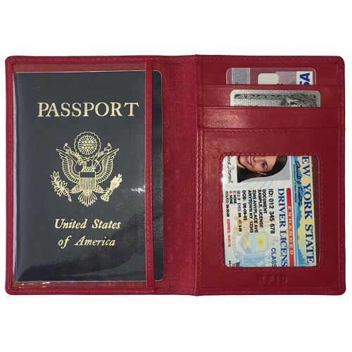  123 Cheap Checks Personalized Monogrammed Orange Leather RFID Passport Wallet and 2 Luggage Tags