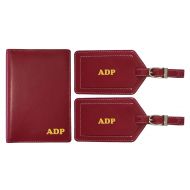 123 Cheap Checks Personalized Monogrammed Red Leather RFID Passport Wallet and 2 Luggage Tags