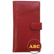 123 Cheap Checks Personalized Monogrammed Red Leather RFID Travel Wallet