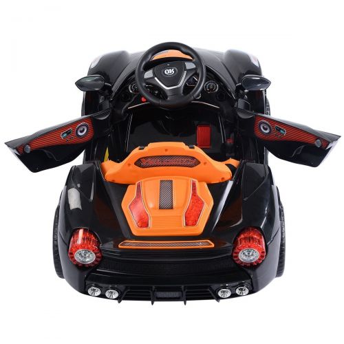  12V Battery Powered Kids Ride On Car RC Remote Control w LED Lights Music - Black