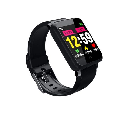  12shage Smartwatch Sports Fitness Armband Herzfrequenz Aktivitat Schrittzahler Blutdruckuhr (Schwarz)