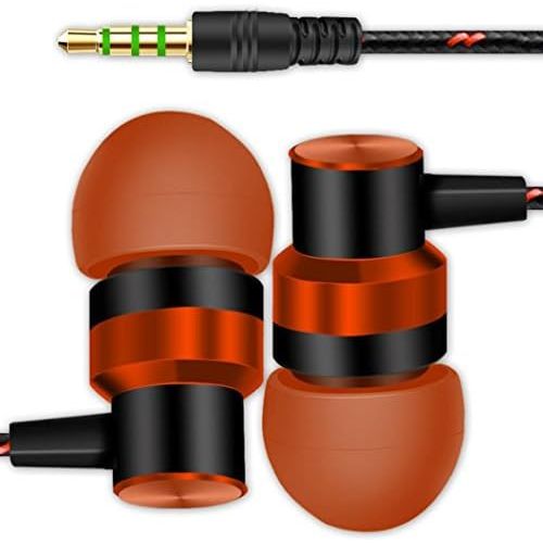  [아마존베스트]12SHAGE 3.5mm In-ear Stereo Earphones Headphones With Mic For Mobile Phone, Orange