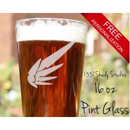 1337ShadyGlassware Mercy Laser Etched Pint Glass - Custom Made Overwatch Inspired Gaming Gift - Mercy Gaming Decor Gift - Gamer Tag Customization