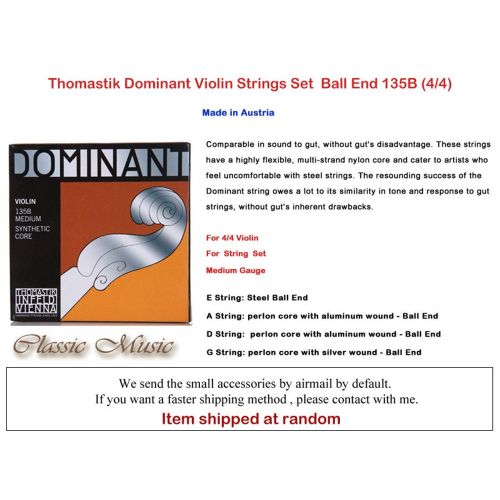  Classic Music Thomastik Dominant 135B Violin Strings Full Set 4/4 Ball End