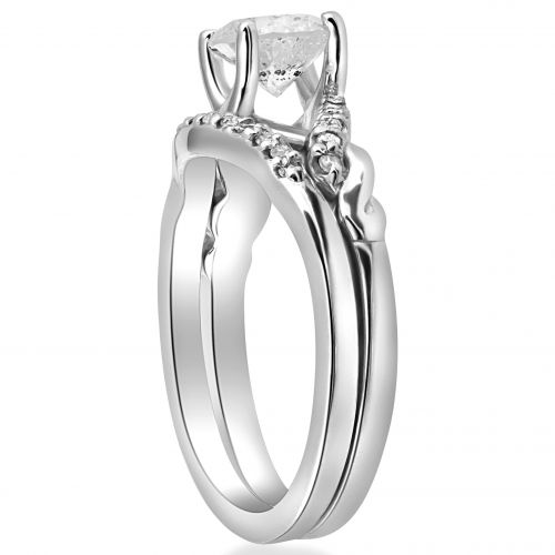  14K White Gold 58 cttw Diamond Engagement Matching Wedding Ring Set by Bliss