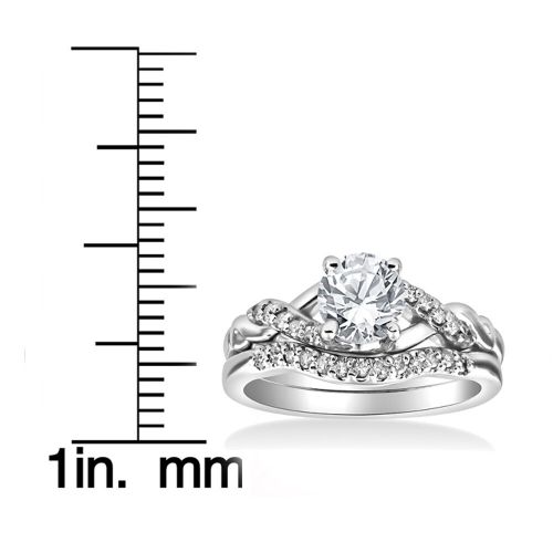  14K White Gold 58 cttw Diamond Engagement Matching Wedding Ring Set by Bliss