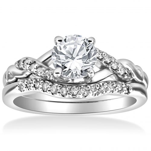  14K White Gold 58 cttw Diamond Engagement Matching Wedding Ring Set by Bliss