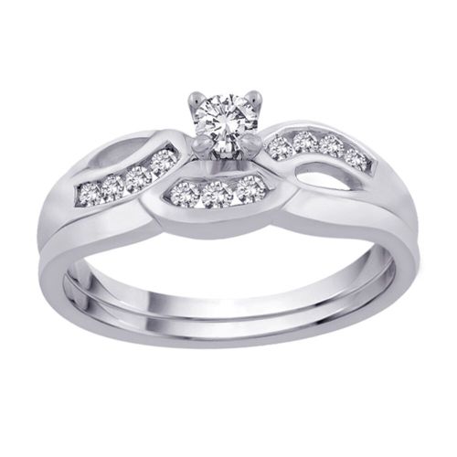  14K White Gold 13ct TDW Diamond Bridal Ring Set