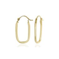 14K Solid Gold Rounded Rectangular Hoop Earrings