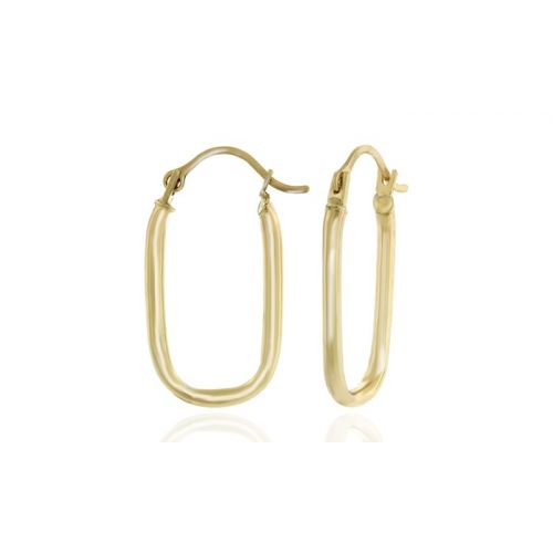  14K Solid Gold Rounded Rectangular Hoop Earrings