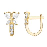 14K Yellow Gold-Plated Kids Butterfly Crystal Earrings
