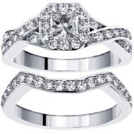 14k/ 18k White Gold 1 1/3ct TDW Diamond Braided Bridal Ring Set