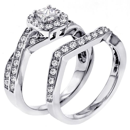  14k 18k White Gold 1 13ct TDW Diamond Braided Bridal Ring Set