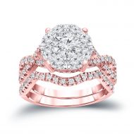 Auriya 14k 1 15ct TDW Cluster Diamond Braided Bridal Ring Set (H-I, I1-I2) by Auriya