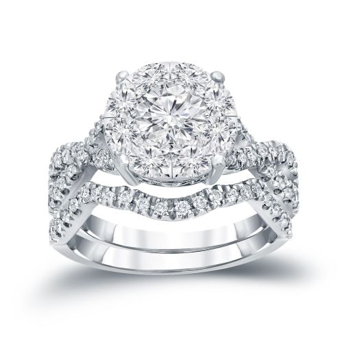  Auriya 14k 1 15ct TDW Cluster Diamond Braided Bridal Ring Set (H-I, I1-I2) by Auriya