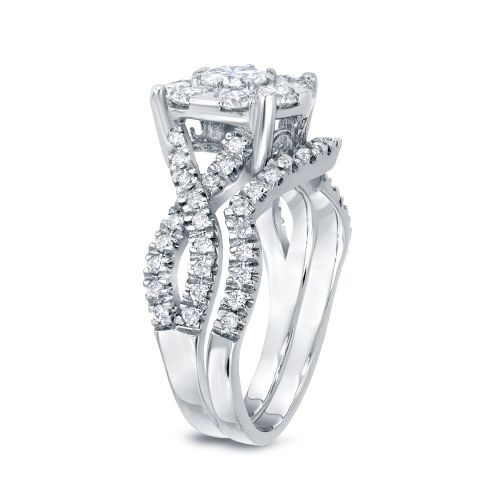  Auriya 14k 1 15ct TDW Cluster Diamond Braided Bridal Ring Set (H-I, I1-I2) by Auriya