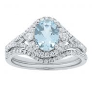 14k White Gold Aquamarine and 12ct TDW Diamond Ring (G-H, I1-I2) by Anika and August