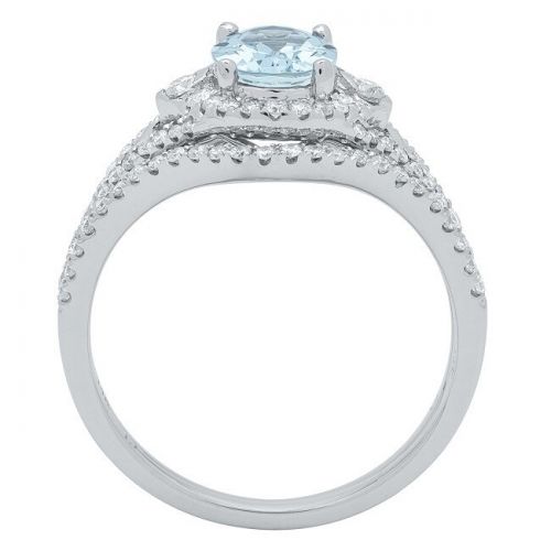  14k White Gold Aquamarine and 12ct TDW Diamond Ring (G-H, I1-I2) by Anika and August