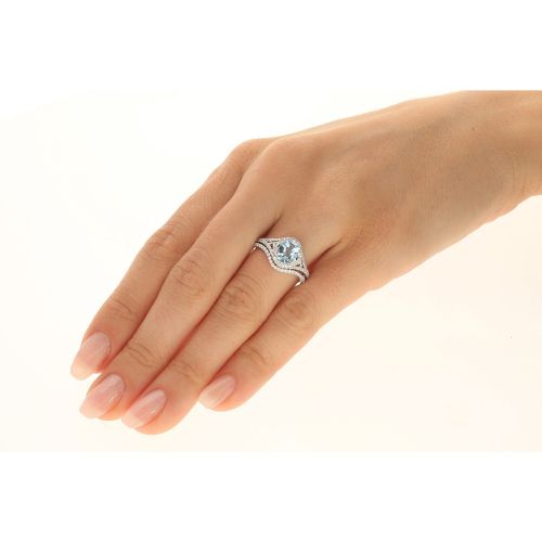  14k White Gold Aquamarine and 12ct TDW Diamond Ring (G-H, I1-I2) by Anika and August