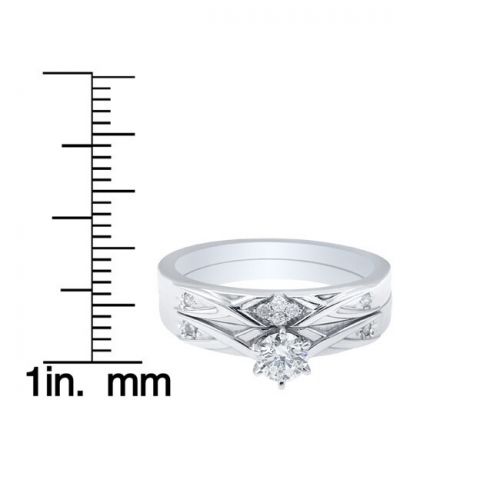  14k White Gold 0.35ct TDW Simple Modern Diamond Bridal Set