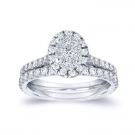 Auriya 14k Gold 34ct TDW Cluster Diamond Halo Bridal Ring Set - White H-I by Auriya