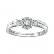 14k White Gold 13ct TDW 3-stone Halo Bridal Ring Set by BHC