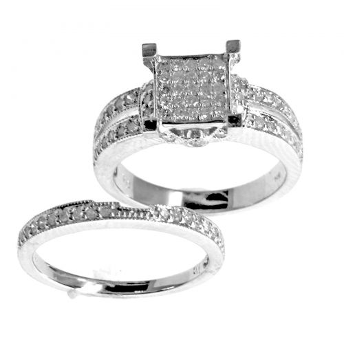  14k White Gold 12ct Diamond Engagement, Anniversary Ring Set