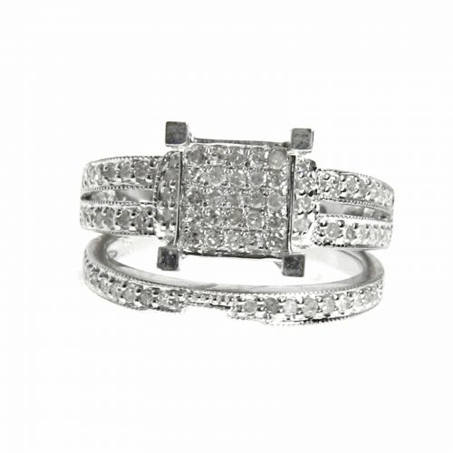  14k White Gold 12ct Diamond Engagement, Anniversary Ring Set