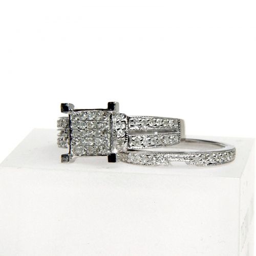  14k White Gold 12ct Diamond Engagement, Anniversary Ring Set