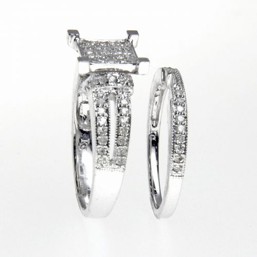  14k White Gold 12ct Diamond Engagement, Anniversary Ring Set