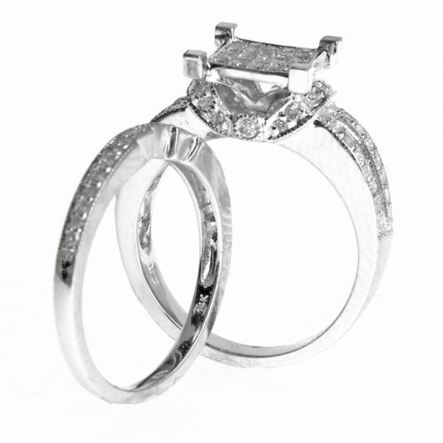  14k White Gold 12ct Diamond Engagement, Anniversary Ring Set