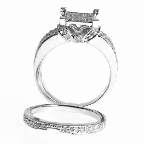  14k White Gold 12ct Diamond Engagement, Anniversary Ring Set