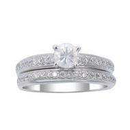 14k White Gold 7/8ct TDW Diamond Wedding Ring Set