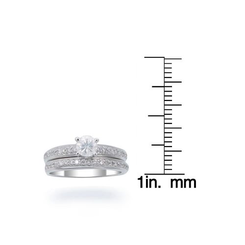  14k White Gold 78ct TDW Diamond Wedding Ring Set