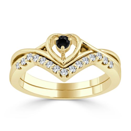  Auriya 14k Gold 14ct TDW Black Diamond Accent Heart Wedding Ring Set by Auriya