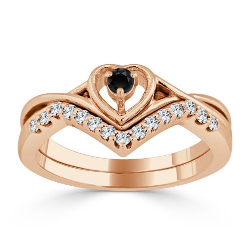  Auriya 14k Gold 14ct TDW Black Diamond Accent Heart Wedding Ring Set by Auriya