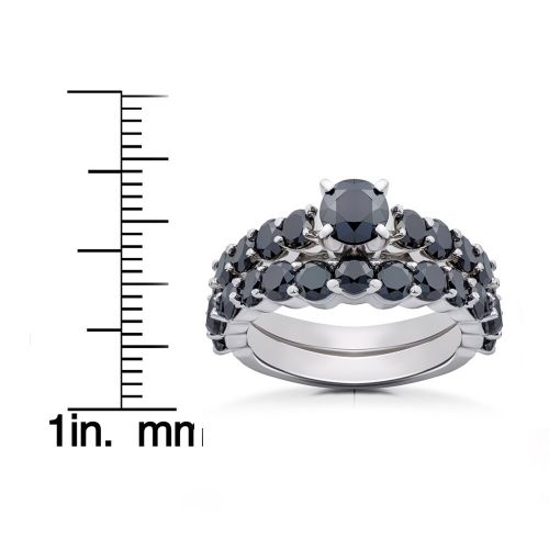  14k White Gold 2ct TDW Black Diamond Engagement Wedding Ring Set by Bliss