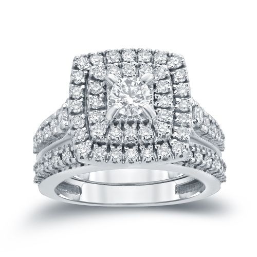  Auriya 14k 1 35ct TDW Vintage Round Diamond Halo Engagement Ring Bridal Set by Auriya