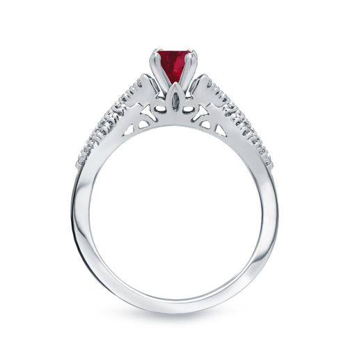  Auriya 14k Gold 14ct Ruby and 14ct TDW Diamond Braided Bridal Ring Set (H-I, I1-I2) - Red by Auriya