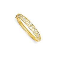 14k Yellow Gold 7in and Rhodium Plated D/C Bangle