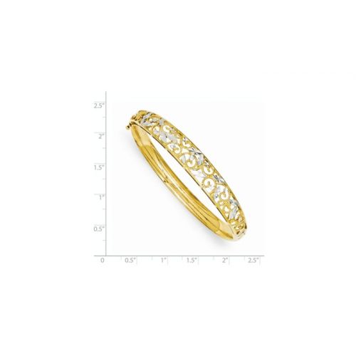  14k Yellow Gold 7in and Rhodium Plated DC Bangle